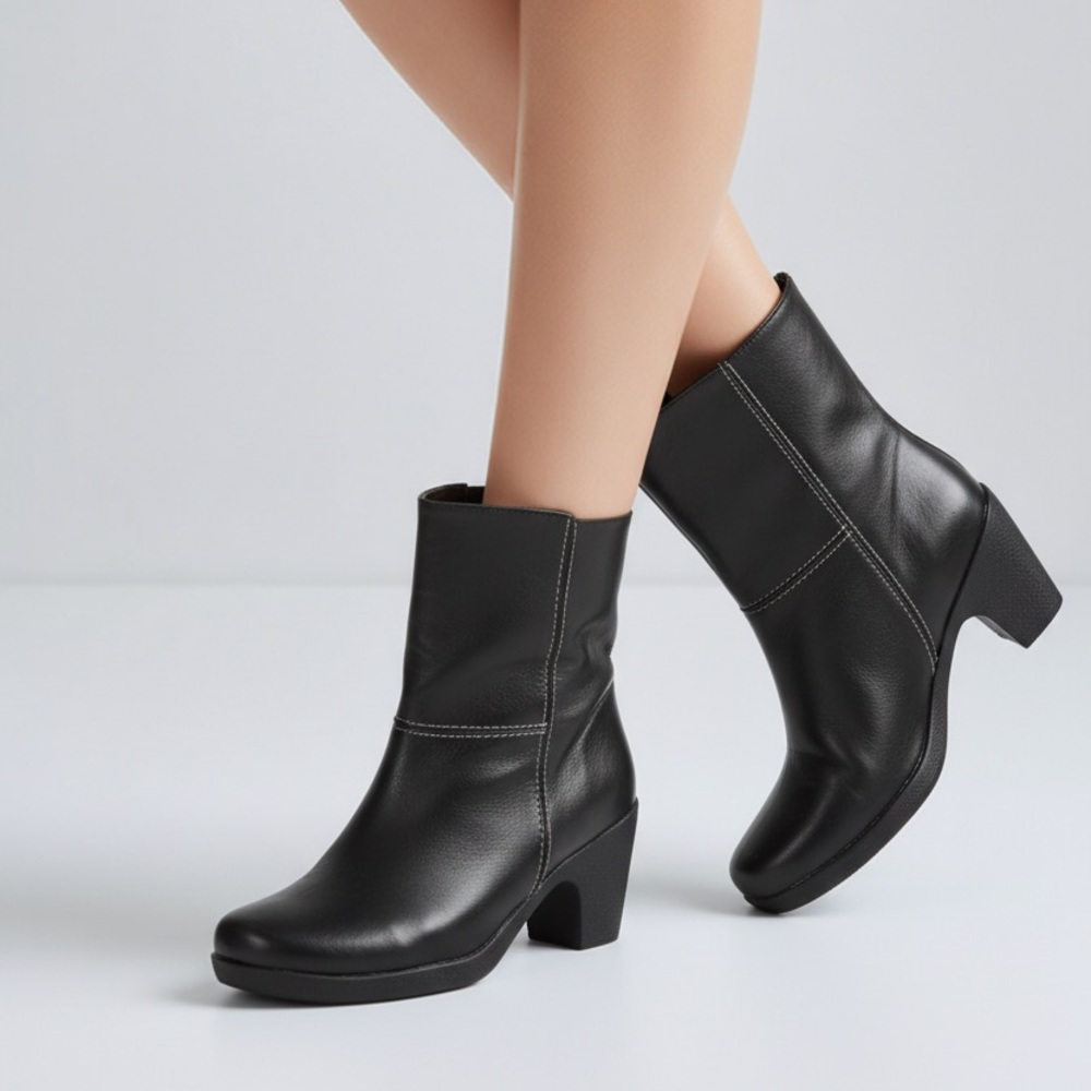 Viittorio D' Firenze zip up black leather heeled booties ankle boots sz 6.5